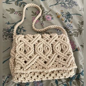 Handcrafted Cream Macramé Shoulder Bag